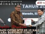 Diterima Bupati Kumendong, Pemkab Minahasa Raih WTP Ke-10