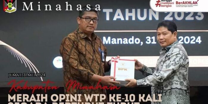 Diterima Bupati Kumendong, Pemkab Minahasa Raih WTP Ke-10