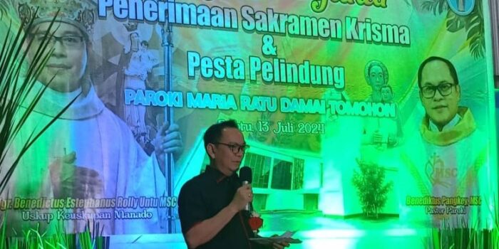 Hadiri Syukuran Sakramen Krisma, Senduk Paparkan Program Pemkot Tomohon