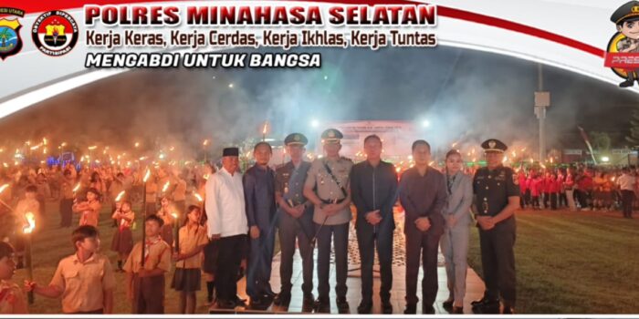 Kapolres Minsel Hadiri Upacara Taptu dan Pawai Obor Sambut HUT RI ke 79