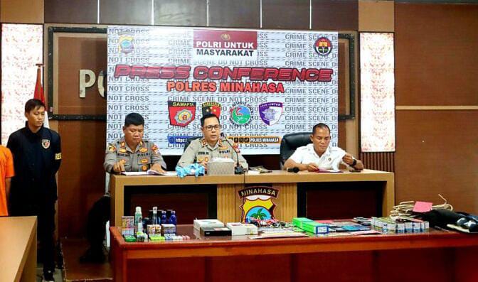 Polres Minahasa Gelar Press Conference Kasus Pencurian Dengan Total Kerugian Ratusan Juta