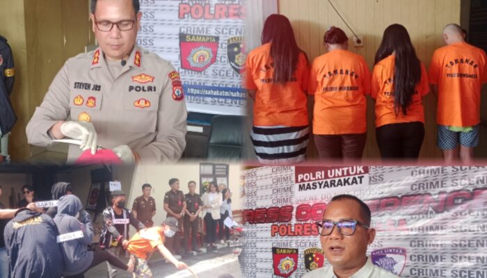 Polres Minahasa Gelar Reka Ulang Dan Konferensi Pers Terkait Peristiwa Pembunuhan di Minahasa