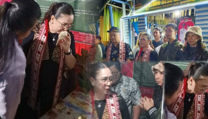 Presentasikan Hasil UMKM, Hukum tua Jerry Wangko Terima Kunjungan Wabub Vasung CS di Stand Pameran FBL