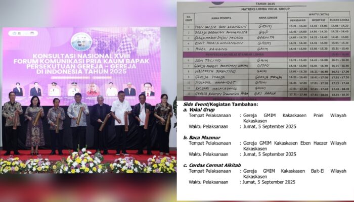 Hari Ini Side Event Konsultasi Nasional FKPKB-PGI 2025: Lomba Vokal Grup, Baca Mazmur, dan Cerdas Cermat Alkitab Digelar Serentak