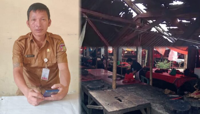 Rapuh Dan Atap Bocor, Tempat Jual Daging di Pasar Langowan Butuh Perhatian Pemerintah