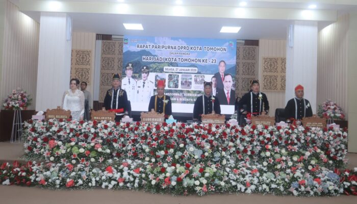 Rapat Paripurna Istimewa HUT ke-23 Kota Tomohon, Wali Kota Tegaskan Komitmen Transformasi dan Daya Saing
