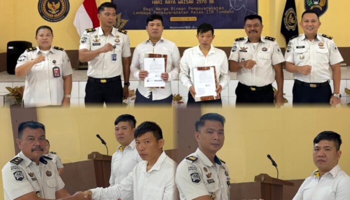 Hari Raya Waisak 2570 BE, Dua Narapidana Lapas Tondano Terima Remisi Khusus