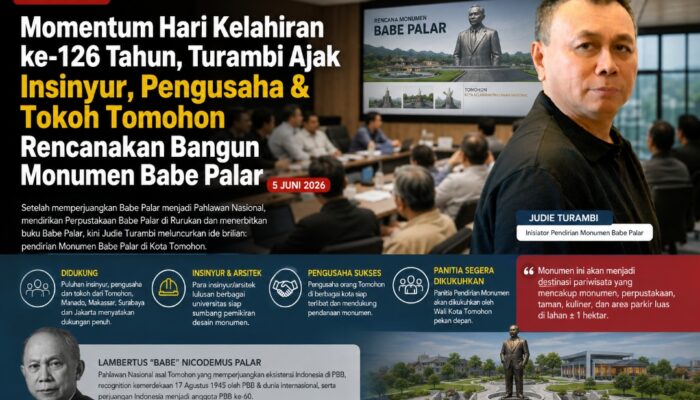 Turambi Hidupkan Kembali Gagasan 13 Tahun, Monumen Babe Palar Siap Menjadi Ikon Baru Tomohon