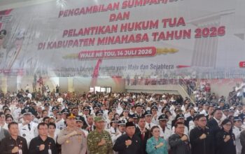 Foto: Pelantikan dan pengambilan sumpah dan janji Hukum tua terpilih di Minahasa oleh bupati Minahasa Robby Dondokambey.
