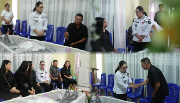 Bentuk Kepedulian, Wakil Bupati Minahasa Vanda Sarundajang Melayat dan Hadiri 3 Ibadah Pemakaman di Kawangkoan