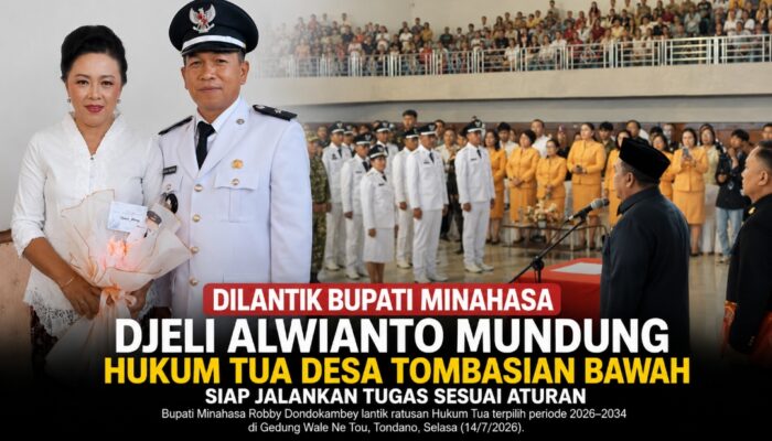 Dilantik Bupati RD, Djeli Alwianto Mundung Resmi Jabat Kumtua Desa Tombasian Bawah Periode 2026–2034