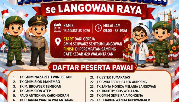 Ratusan Anak TK Se-Langowan Raya Bakal Ramaikan Pawai Carnaval dan Pawai Pembangunan HUT RI ke-81