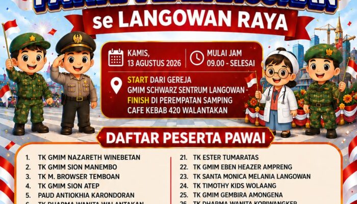 Ratusan Anak TK Se-Langowan Raya Bakal Ramaikan Pawai Carnaval dan Pawai Pembangunan HUT RI ke-81