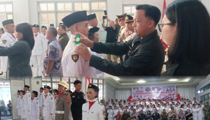 HUT RI Ke 81 di Langowan Raya, Siswa Taruna Tergabung dalam 67 Paskibraka dikukuhkan Camat Evertson Rantung