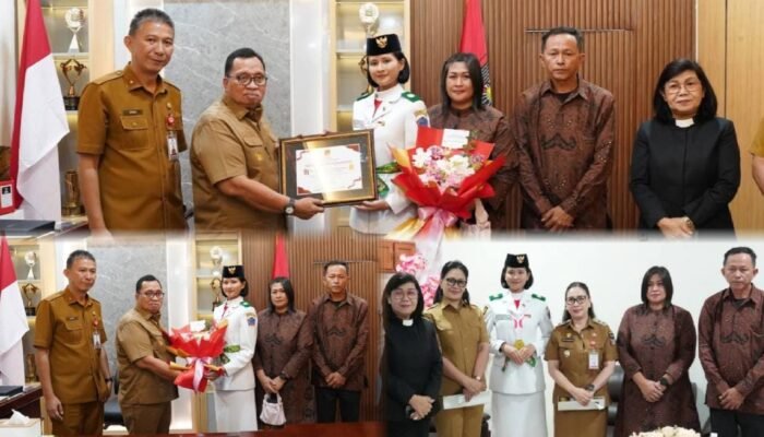 Bupati Minahasa Robby Dondokambey Beri Penghargaan kepada Paskibraka Nasional Faith Louisa Tabitha Maengkom