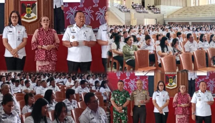 Bupati Robby Dondokambey dan Ketua TP-PKK Martina Lengkong Hadiri Ibadah Oikumene Awal Bulan Pemkab Minahasa