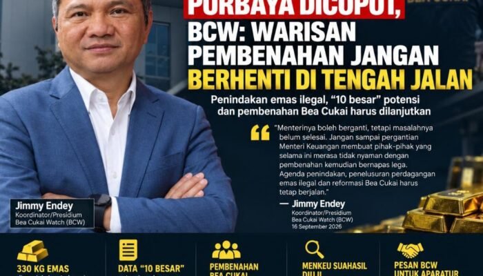 Purbaya Dicopot, BCW: Bea Cukai Jangan Buru-buru Bernapas Lega, Warisan Pembenahan Harus Dilanjutkan