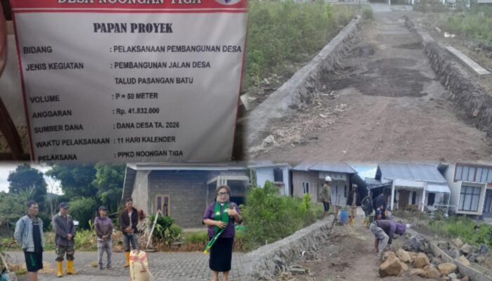 Tingkatkan Infrastruktur Desa, Pemdes Noongan Tiga Bangun Talud 50 Meter dari Dana Desa TA 2026