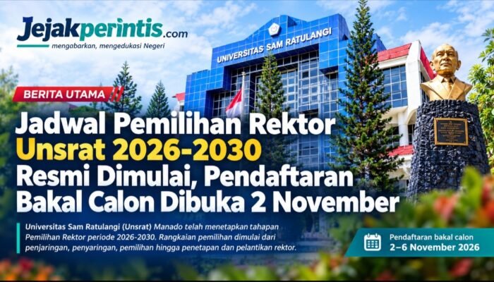 Jadwal Pemilihan Rektor Unsrat 2026-2030 Resmi Dimulai, Pendaftaran Bakal Calon Dibuka 2 November